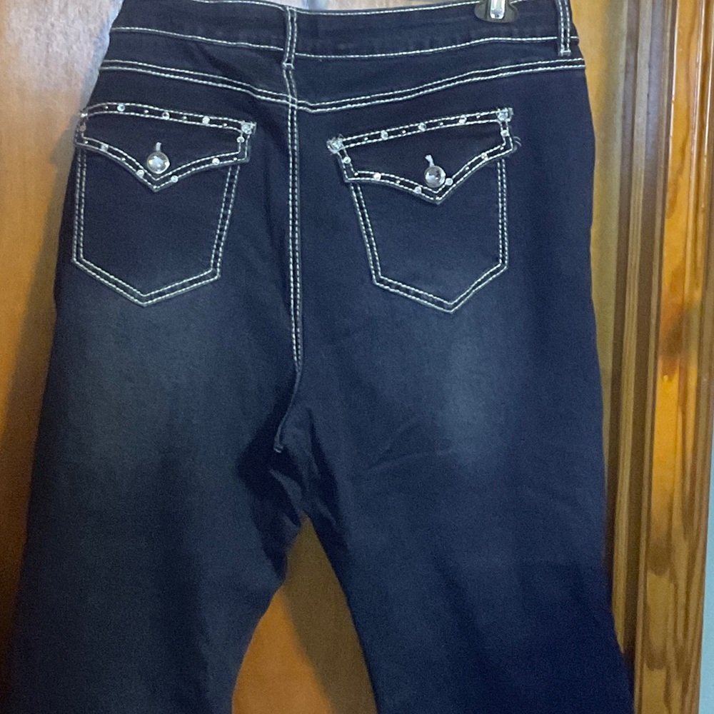 Women’s Dark Blue Boot Cut Jeans with Contrast Stitching - Picture 6 of 6